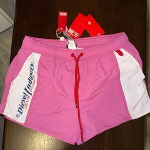 Diesel Pink and White Men's Swim Shorts